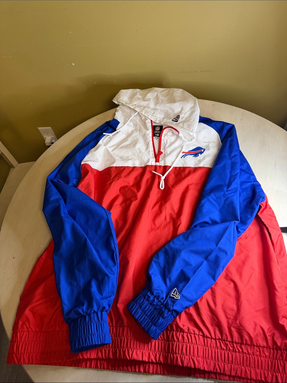 New Era Buffalo Bills Red, White & Blue Windbreaker Pullover